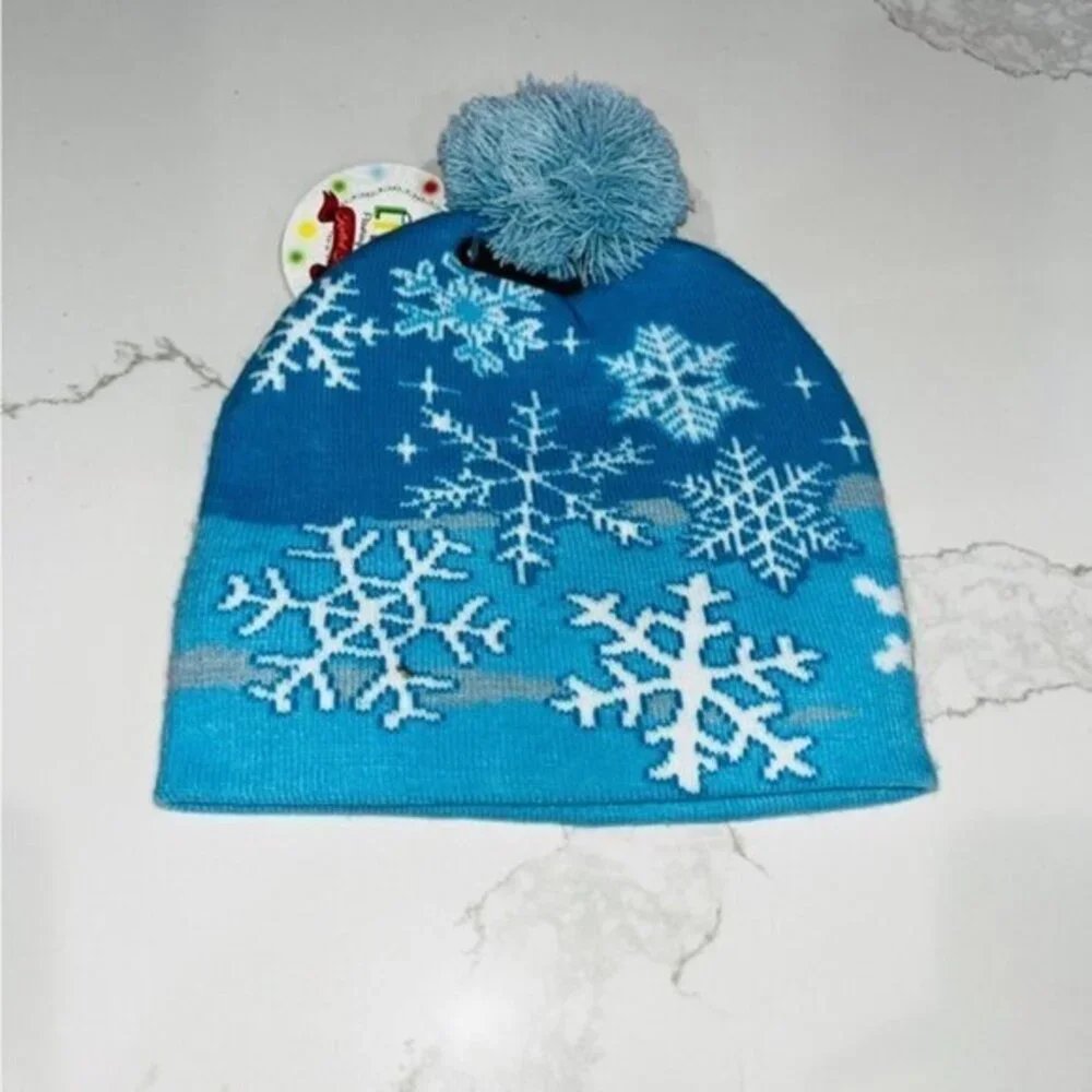 Kids Blue Snowflake Beanie
